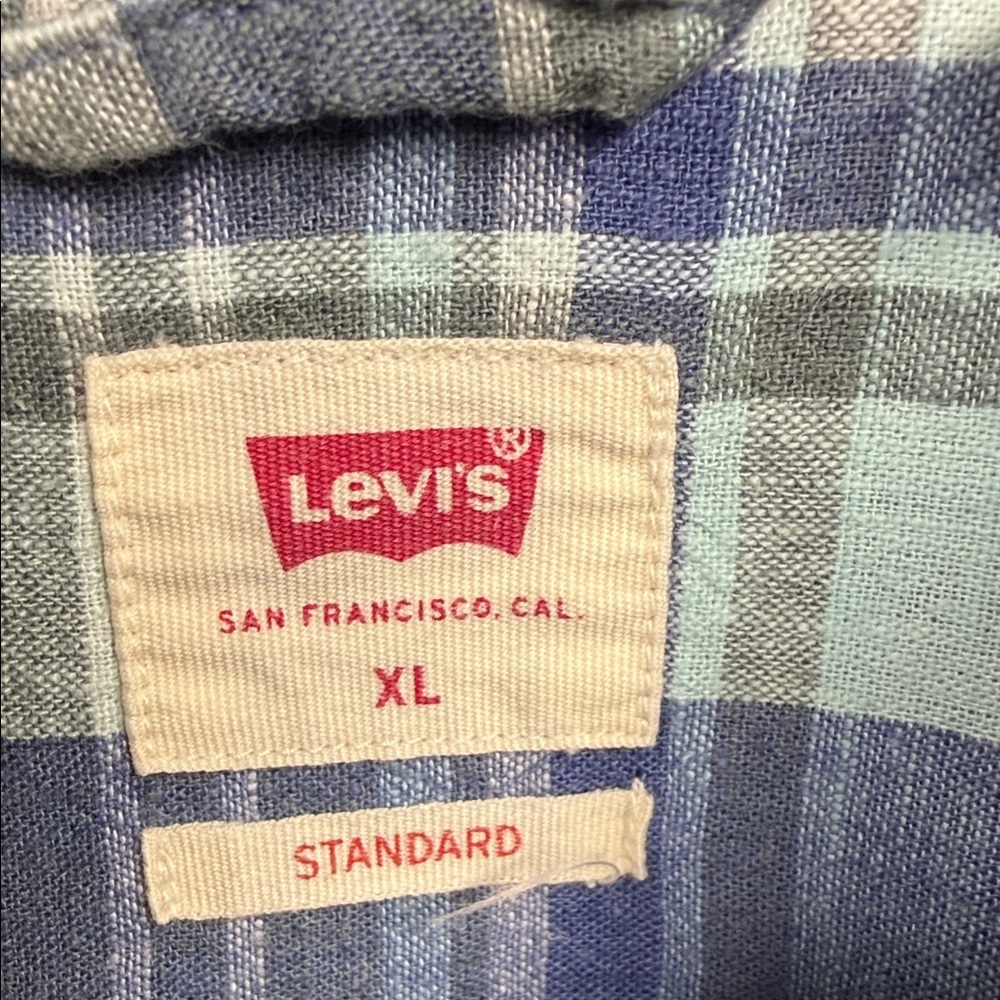 Levi's Casual Blue and White Plaid Shirt - Picture 2 of 8